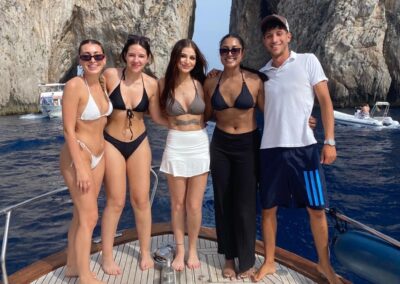 Small group of friends on a boat off the coast of Capri